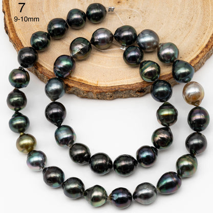 8-10mm Multicolor Tahitian Pearl Bead with High Luster, In Full Strand with Blemishes for Making, SKU # 2259TH