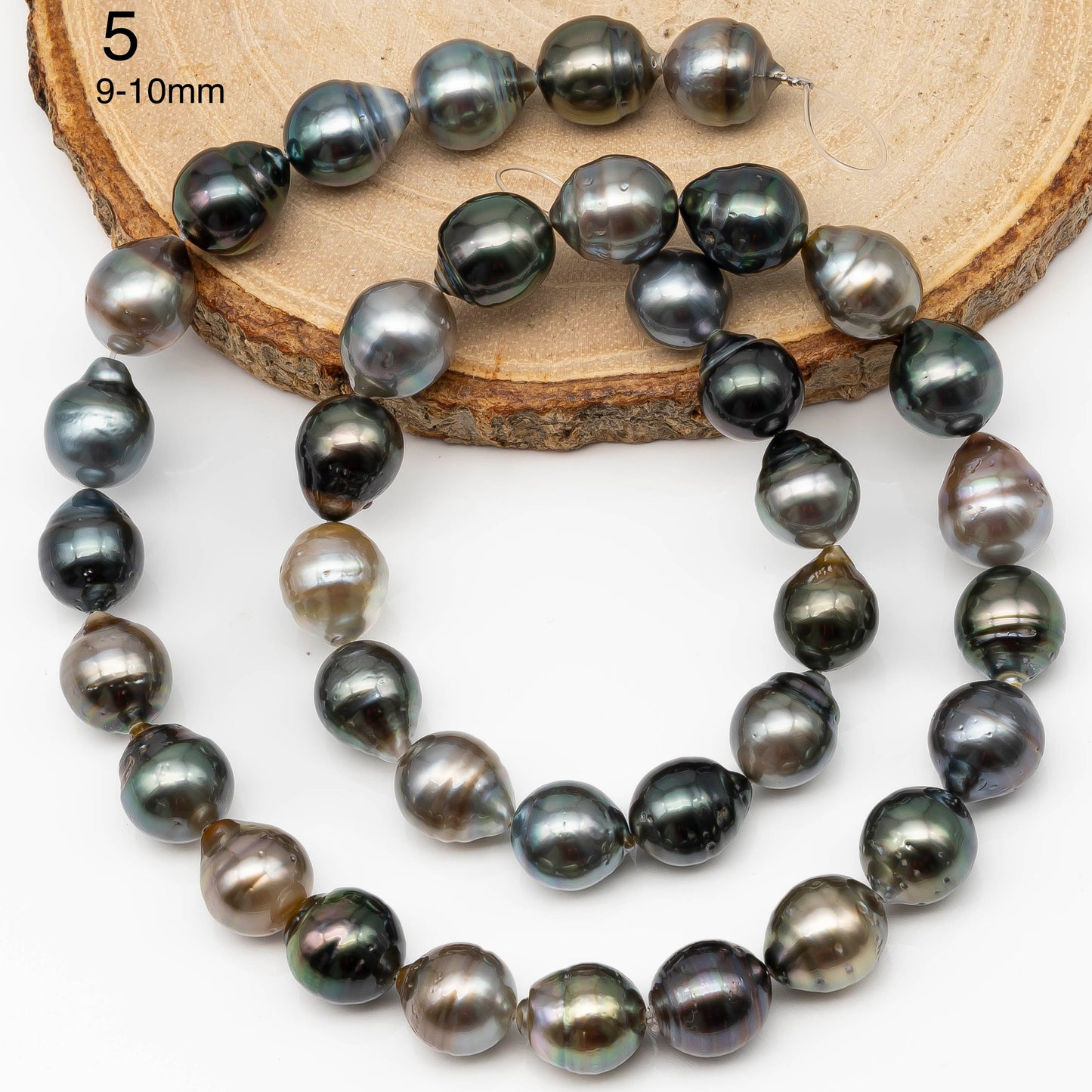 8-10mm Multicolor Tahitian Pearl Bead with High Luster, In Full Strand with Blemishes for Making, SKU # 2260TH