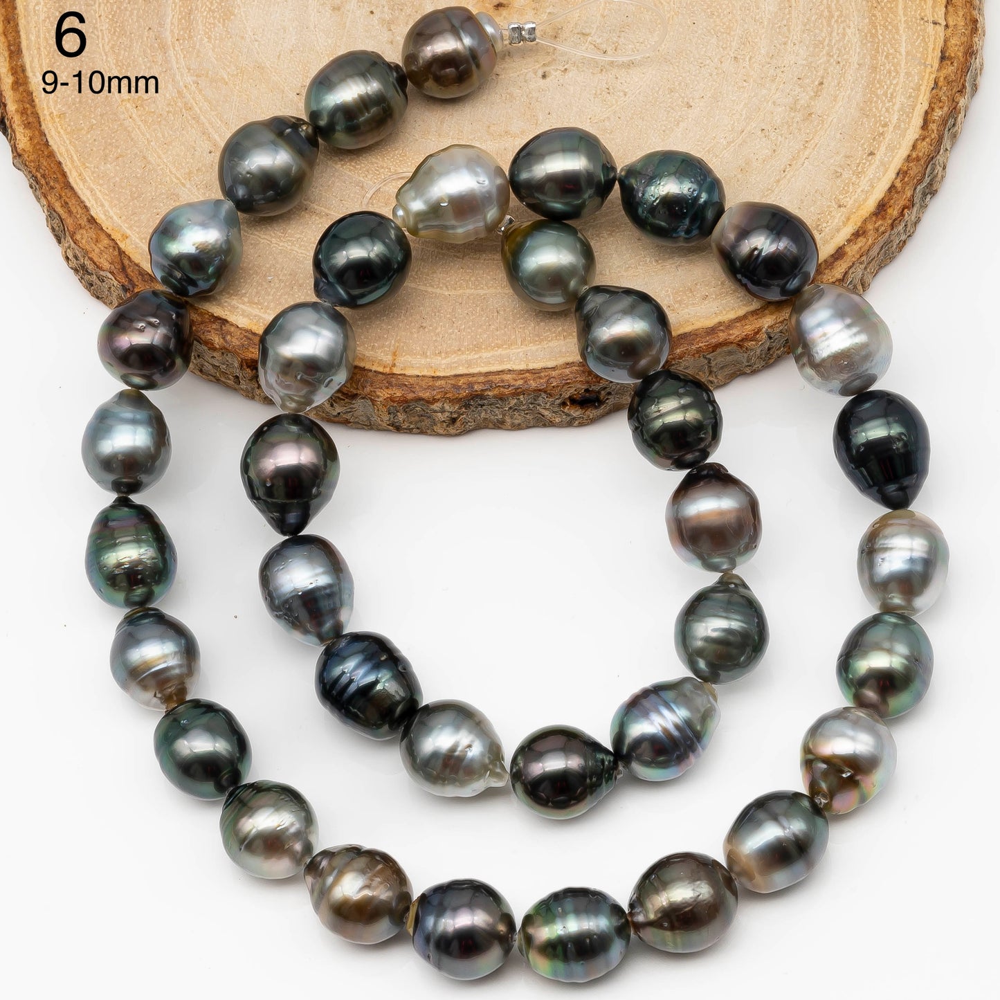 8-10mm Multicolor Tahitian Pearl Bead with High Luster, In Full Strand with Blemishes for Making, SKU # 2260TH