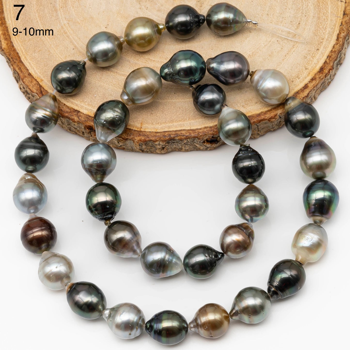 8-10mm Multicolor Tahitian Pearl Bead with High Luster, In Full Strand with Blemishes for Making, SKU # 2260TH