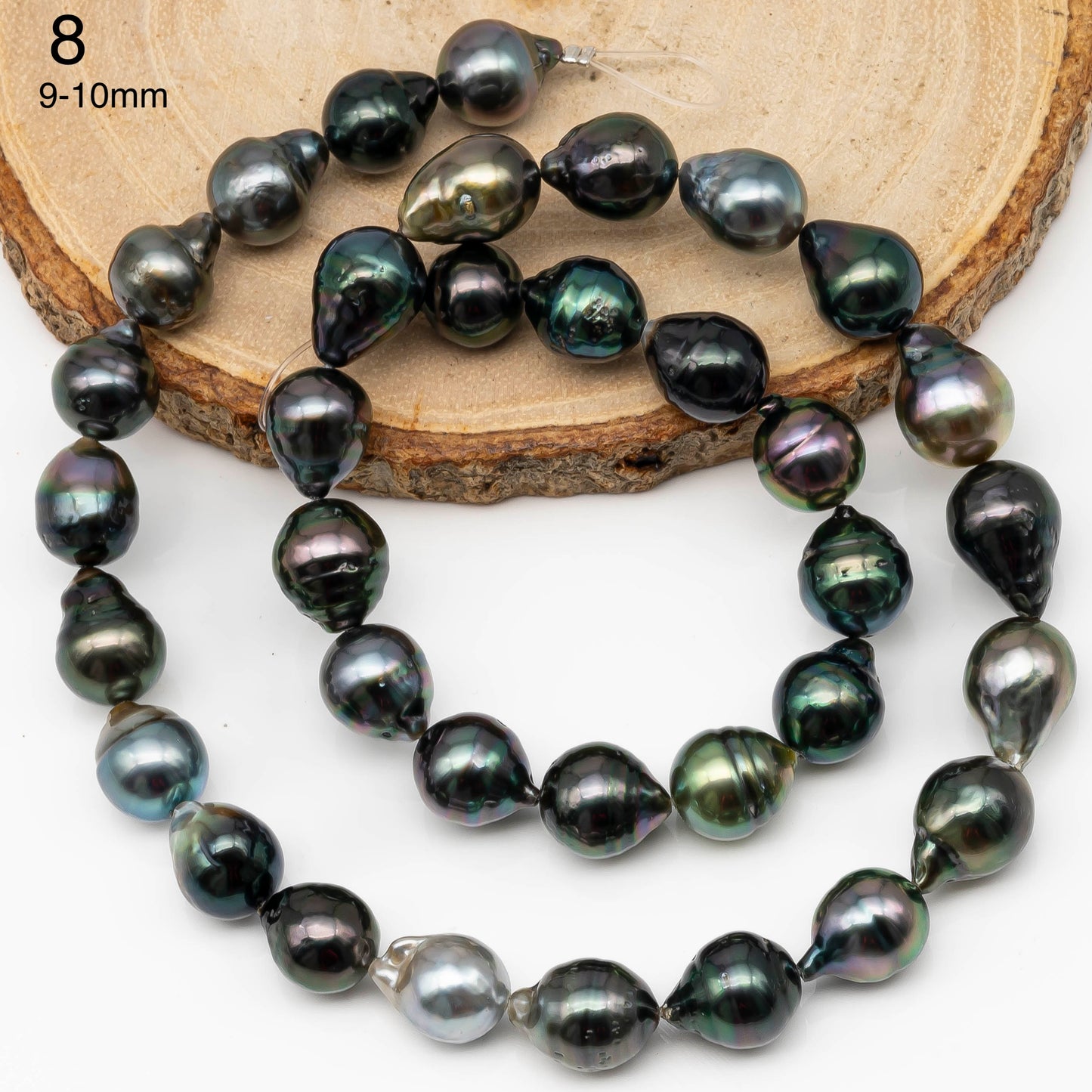 8-10mm Multicolor Tahitian Pearl Bead with High Luster, In Full Strand with Blemishes for Making, SKU # 2260TH