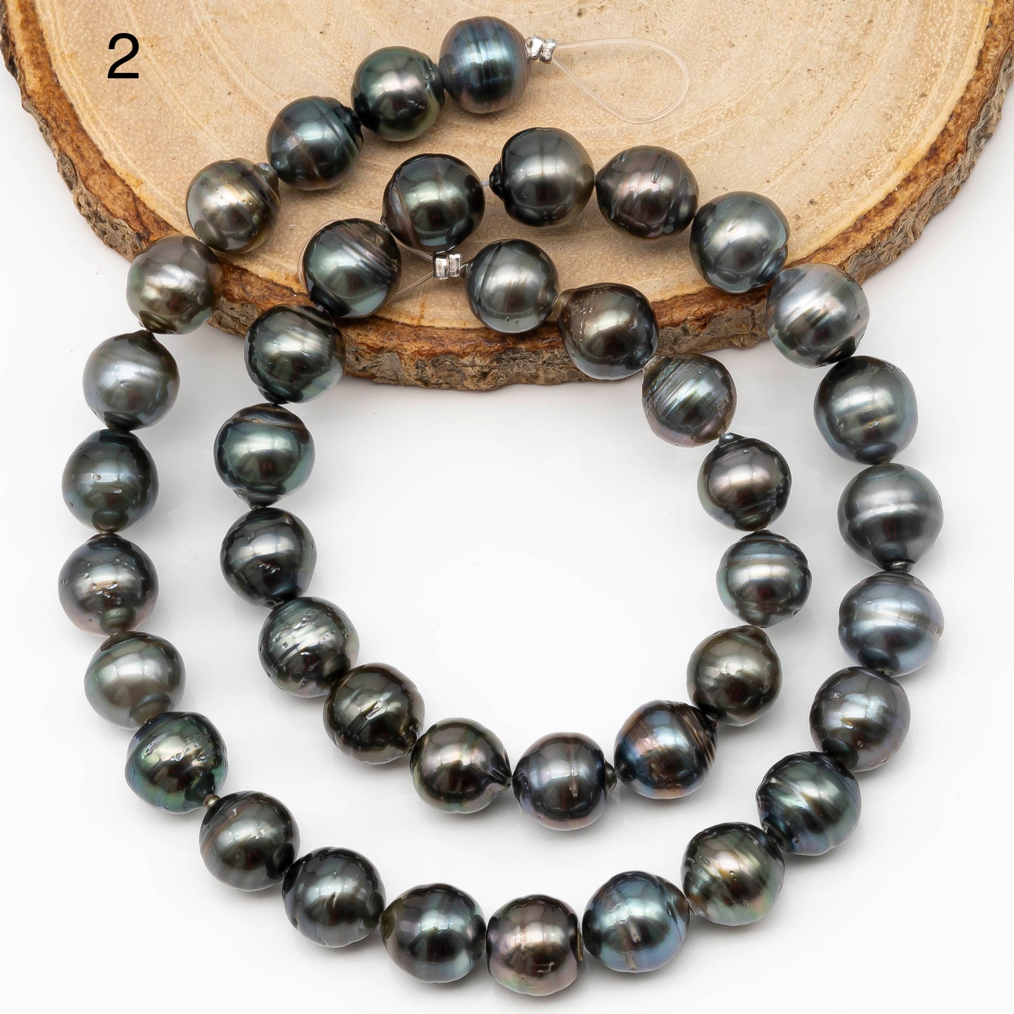 9-10mm Tahitian Pearl in Full Strand with All Natural Color with High Luster for Jewelry Making, SKU# 2261TH