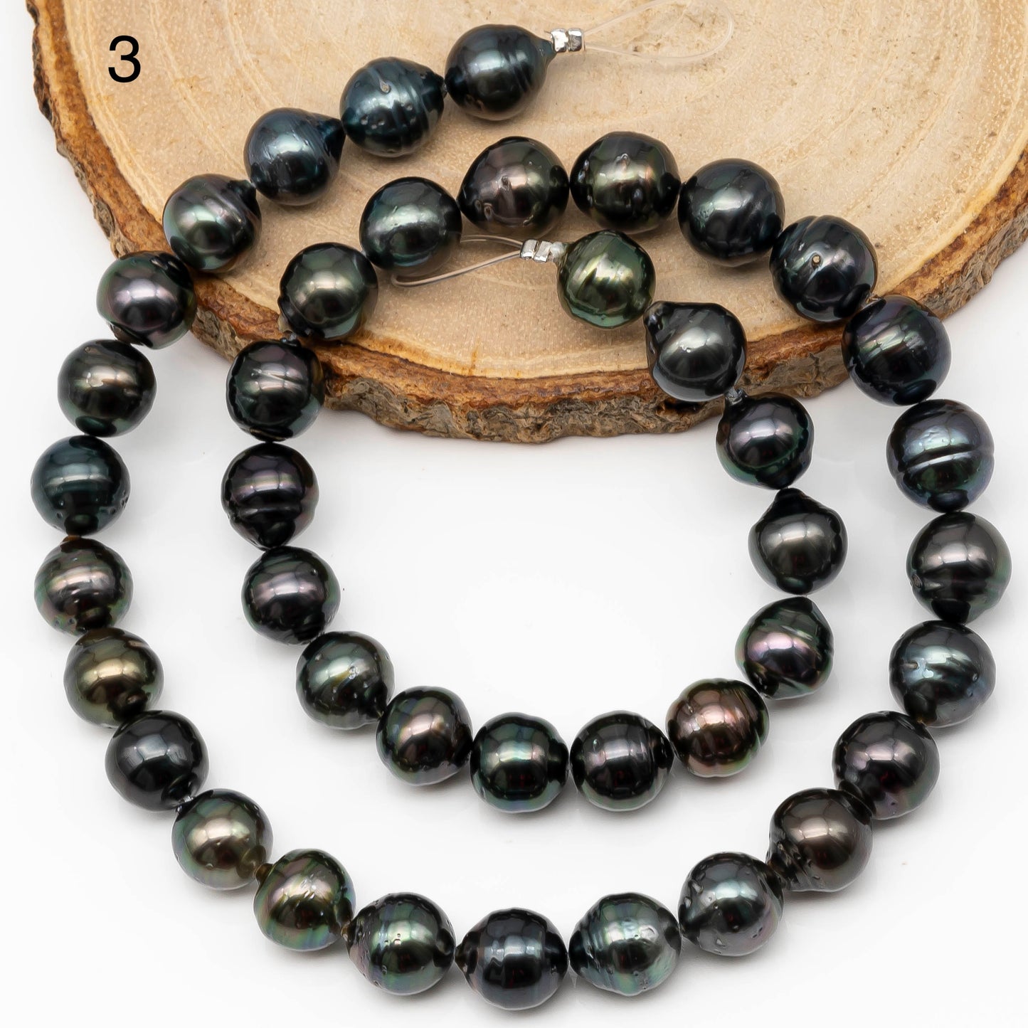 9-10mm Tahitian Pearl in Full Strand with All Natural Color with High Luster for Jewelry Making, SKU# 2261TH