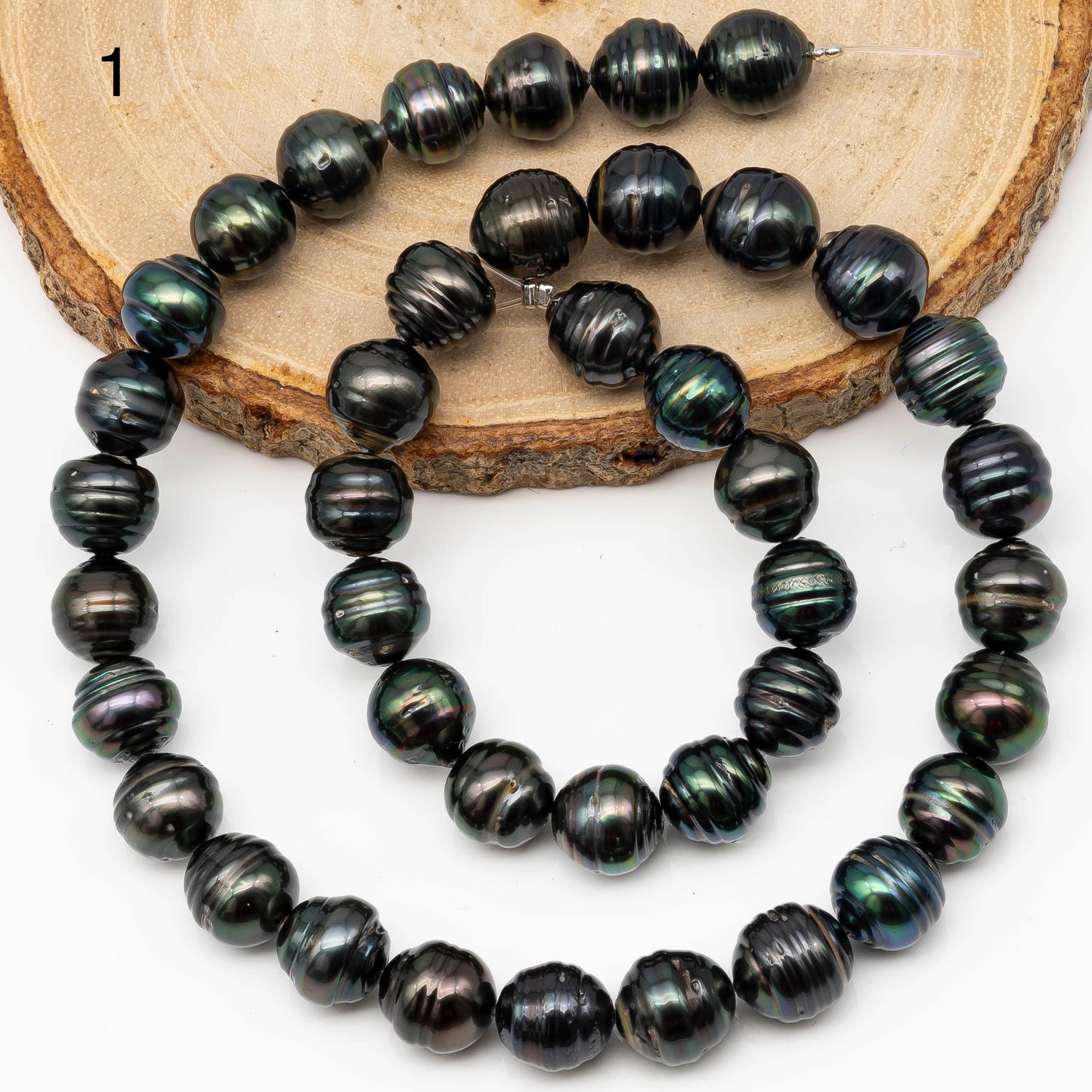 9-10mm Tahitian Pearl in Full Strand with All Natural Color with High Luster for Jewelry Making, SKU# 2263TH