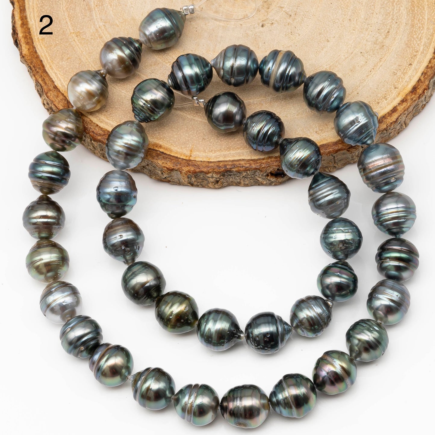 9-10mm Tahitian Pearl in Full Strand with All Natural Color with High Luster for Jewelry Making, SKU# 2263TH