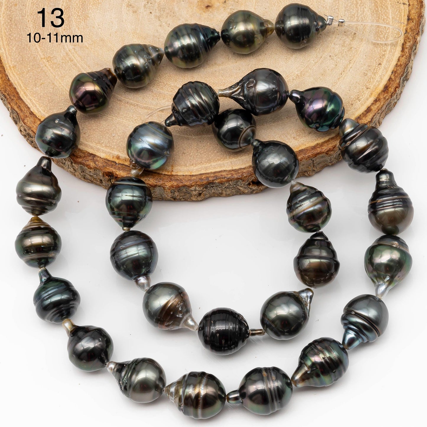 8-11mm Multicolor Drop Tahitian Pearl Bead with High Luster, In Full Strand with Blemishes for Making, SKU # 2265TH