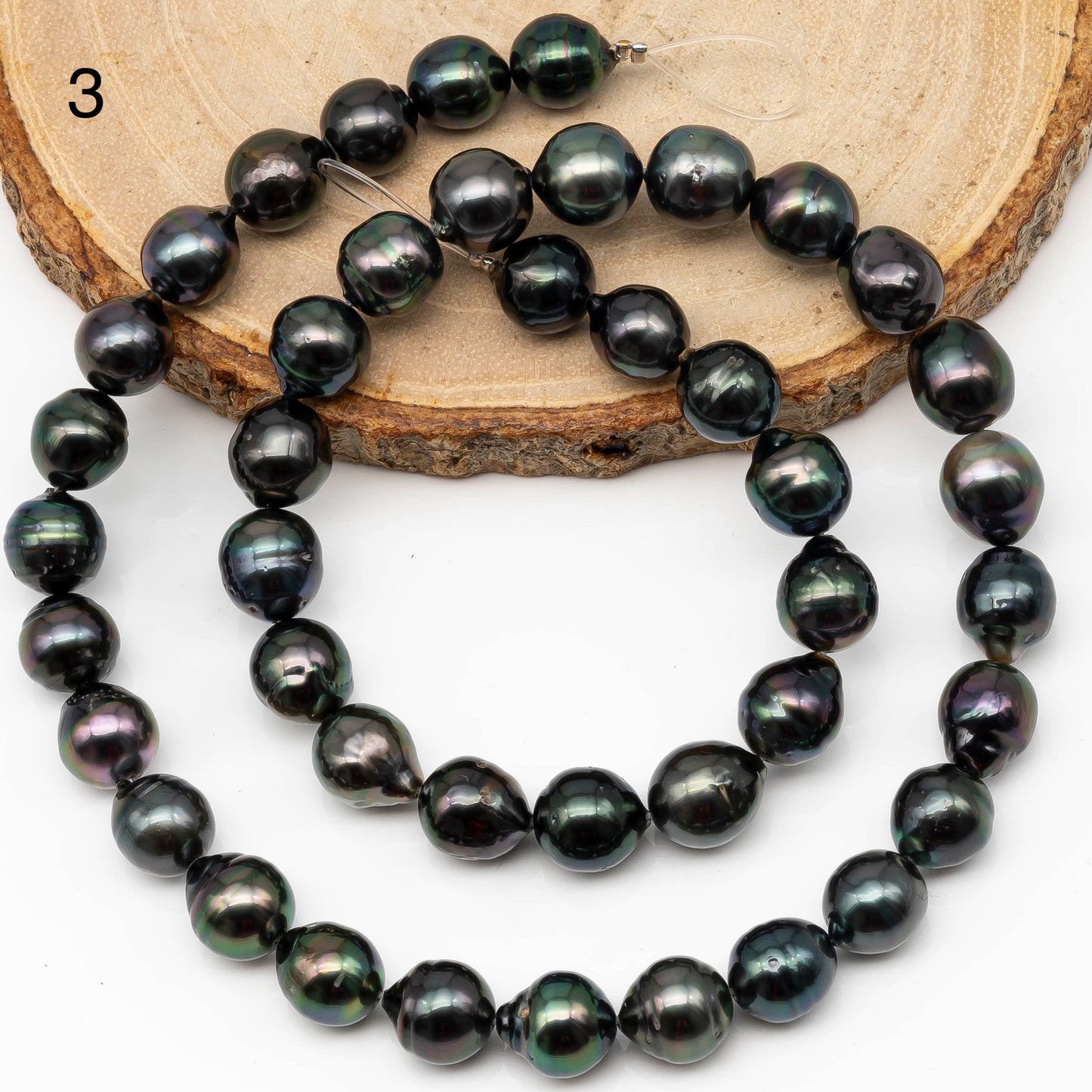 8-9mm Tahitian Pearl in Full Strand with All Natural Color with High Luster for Jewelry Making, SKU# 2266TH