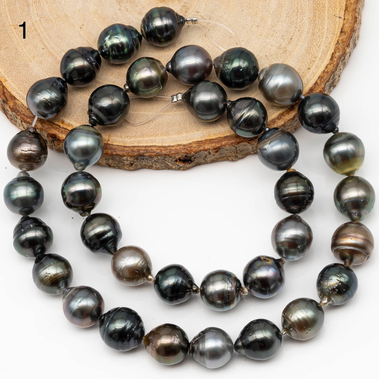 10-11mm Multicolor Round Tahitian Pearl Bead with High Luster, In Full Strand with Blemishes for Making, SKU # 2268TH