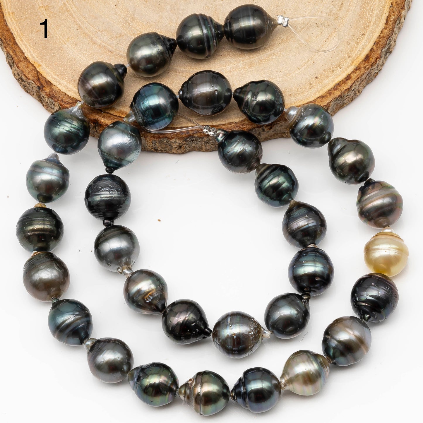 11-12mm Multicolor Tahitian Pearl Bead with High Luster, In Full Strand with Blemishes for Making, SKU # 2270TH