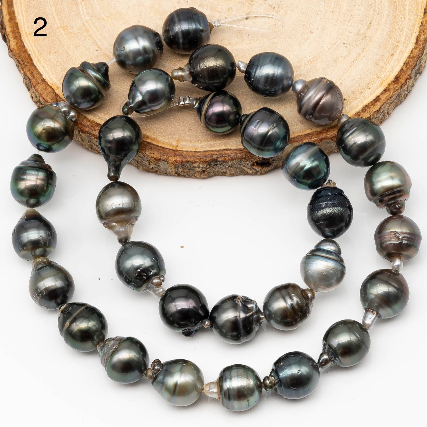 11-12mm Multicolor Tahitian Pearl Bead with High Luster, In Full Strand with Blemishes for Making, SKU # 2270TH