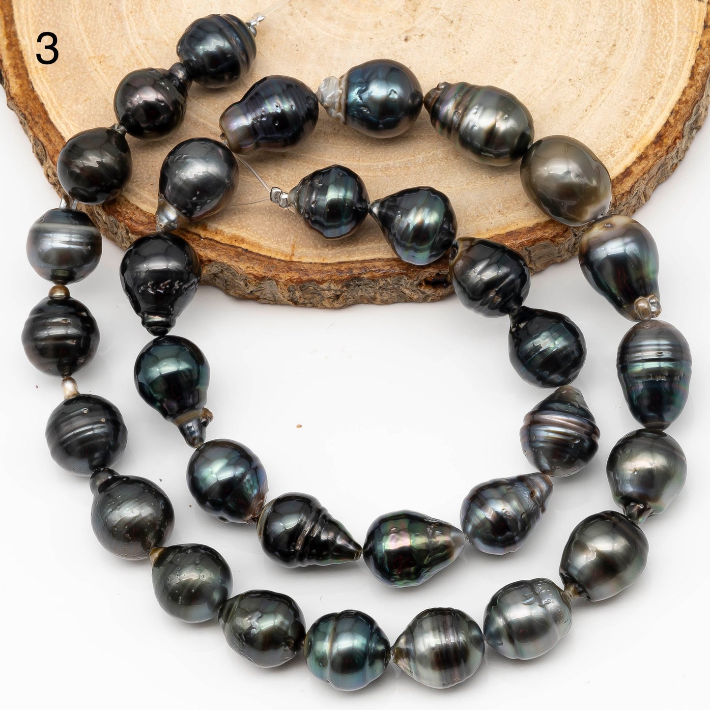 11-12mm Multicolor Tahitian Pearl Bead with High Luster, In Full Strand with Blemishes for Making, SKU # 2270TH