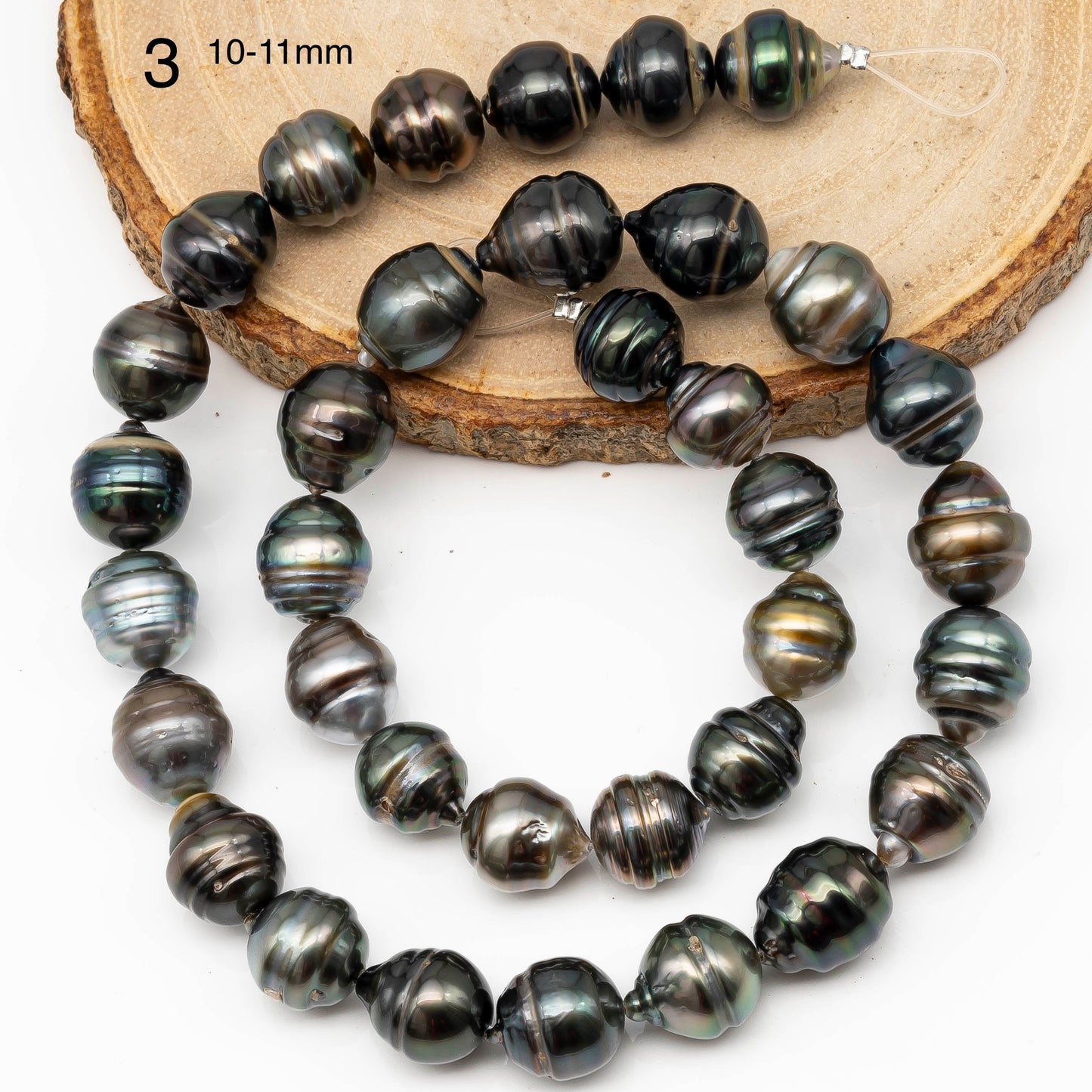 11-12mm Tahitian Pearl in Full Strand with All Natural Color with High Luster for Jewelry Making, SKU# 2271TH