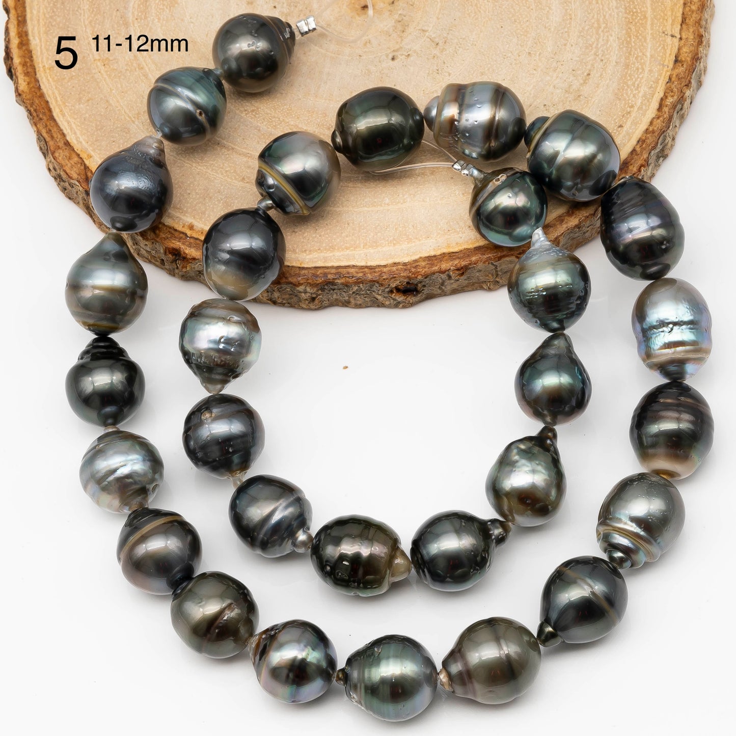 11-12mm Tahitian Pearl in Full Strand with All Natural Color with High Luster for Jewelry Making, SKU# 2271TH