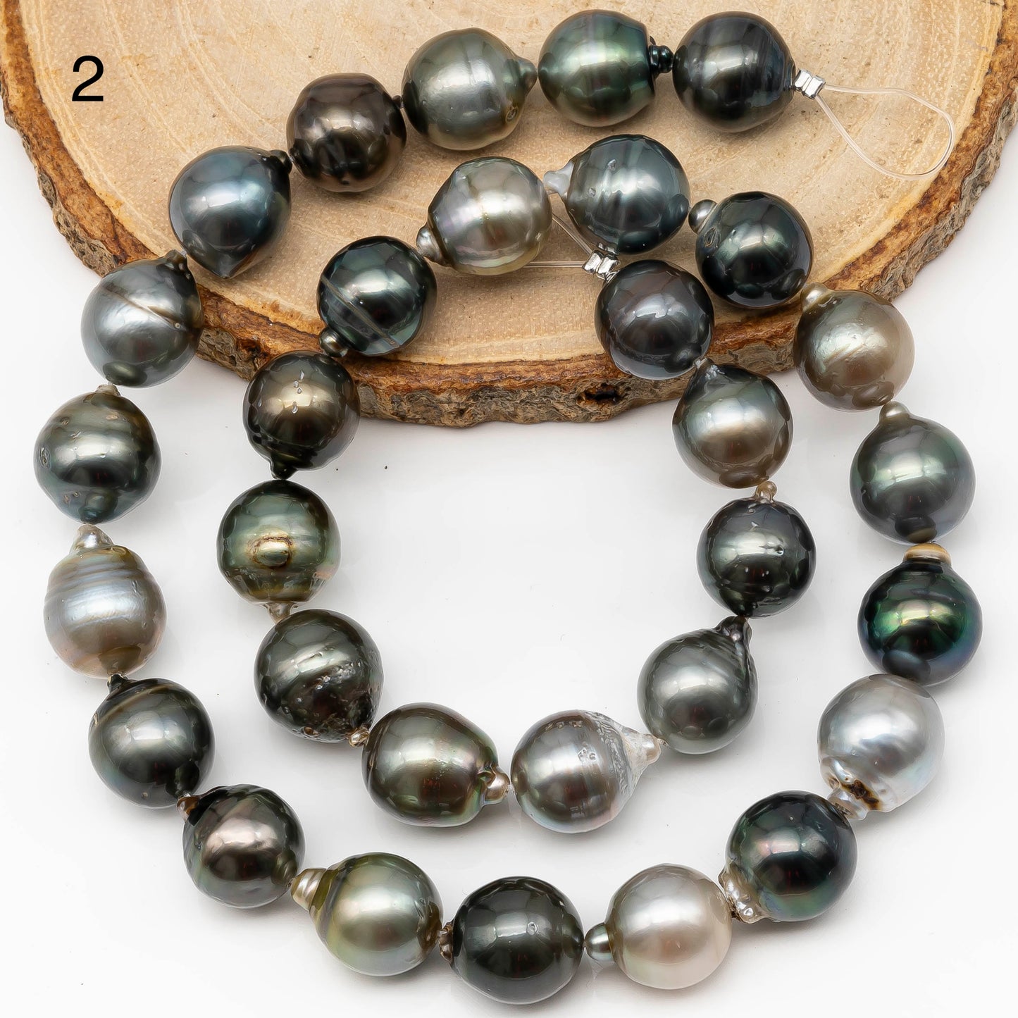 11-12mm Multicolor Tahitian Pearl Bead with High Luster, In Full Strand with Blemishes for Making, SKU # 2272TH