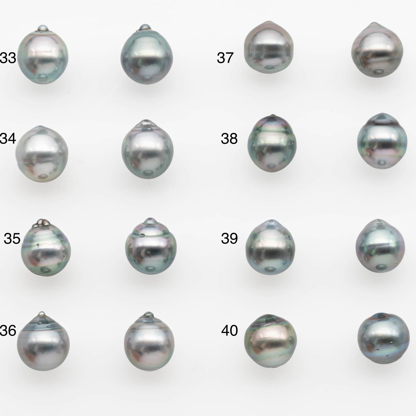 9-10mm Matching Pair Tahitian Pearl in Amazing Luster, Undrilled for Making Earring or Pendant, SKU # 2331TH