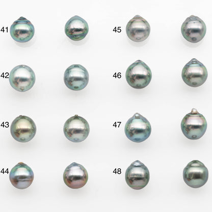 9-10mm Matching Pair Tahitian Pearl in Amazing Luster, Undrilled for Making Earring or Pendant, SKU # 2331TH
