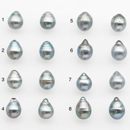 9-10mm Matching Pair Tahitian Pearl in Amazing Luster, Undrilled for Making Earring or Pendant, SKU # 2335TH