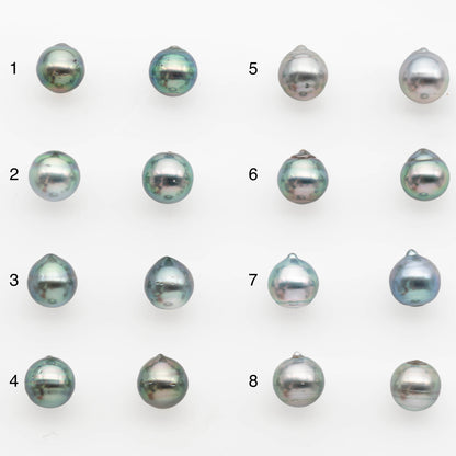 8-9mm Matching Pair Tahitian Pearl in Amazing Luster, Undrilled for Making Earring or Pendant, SKU # 2339TH