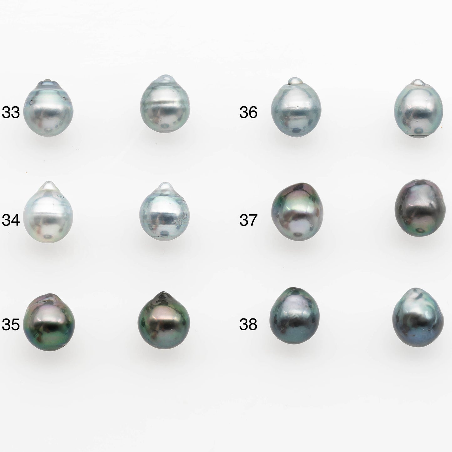 8-9mm Matching Pair Tahitian Pearl in Amazing Luster, Undrilled for Making Earring or Pendant, SKU # 2339TH