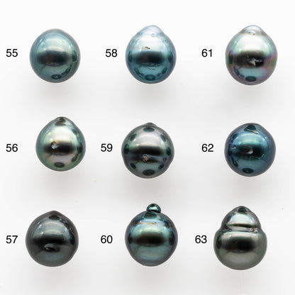 9-10mm Tahitian Pearl Drop with High Luster and Natural Color with Minor Blemishes, Loose Single Piece Undrilled, SKU # 2056TH