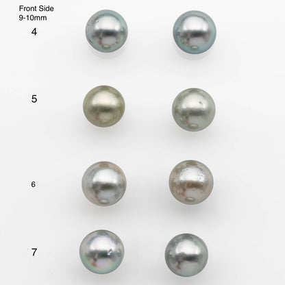 8-10mm Matching Pair Tahitian Pearl in High Luster, Undrilled for Making Earring or Pendant, SKU # 2347TH