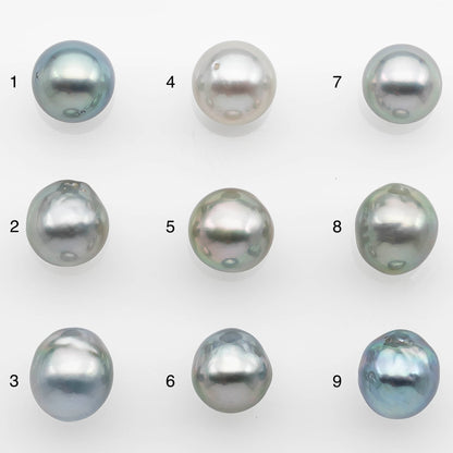 8-9mm Tahitian Pearl with High Luster and Natural Color in Silver Blue with Minor Blemishes, Loose Single Piece Undrilled, SKU # 2355TH