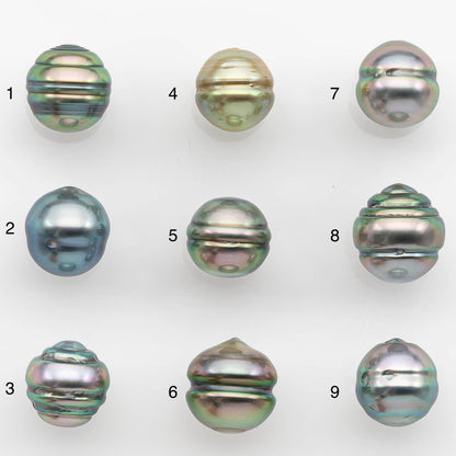 8-9mm Tahitian Pearl with High Luster and Natural Color in Silver Blue with Minor Blemishes, Loose Single Piece Undrilled, SKU # 2356TH