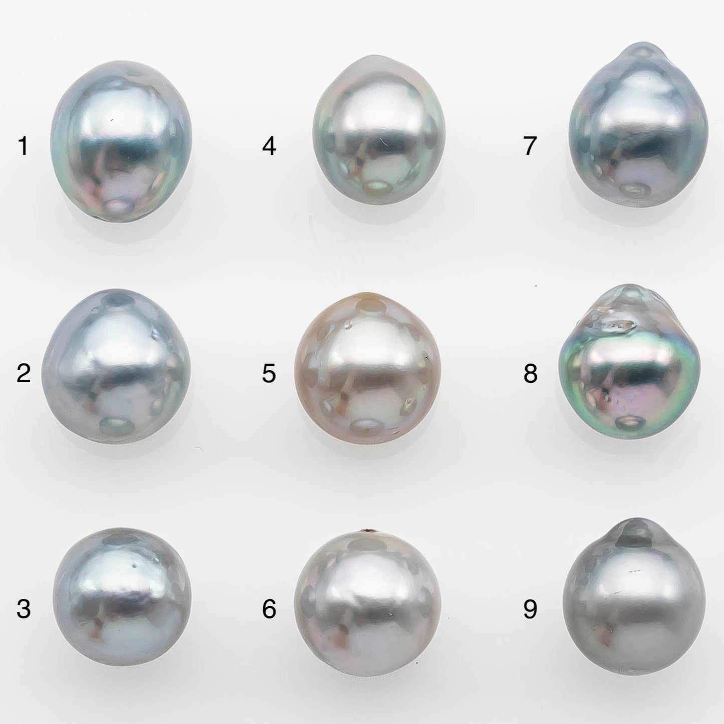 9-10mm Tahitian Pearl Drop with High Luster and Natural Color in Silver Blue with Minor Blemishe, Loose Single Piece Undrilled, SKU # 2357TH