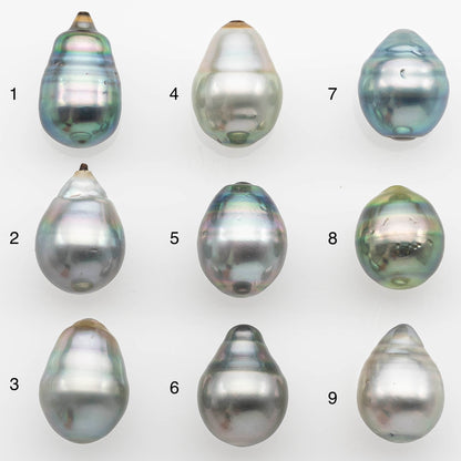 9-10mm Tahitian Pearl Drop with High Luster and Natural Color in Silver Blue with Minor Blemishe, Loose Single Piece Undrilled, SKU # 2358TH