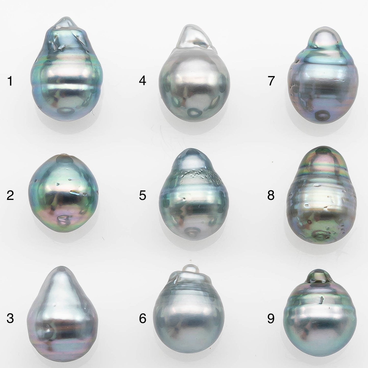 8-9mm Tahitian Pearl Drop with High Luster and Natural Color in Silver Blue with Minor Blemishes, Loose Single Piece Undrilled, SKU # 2359TH