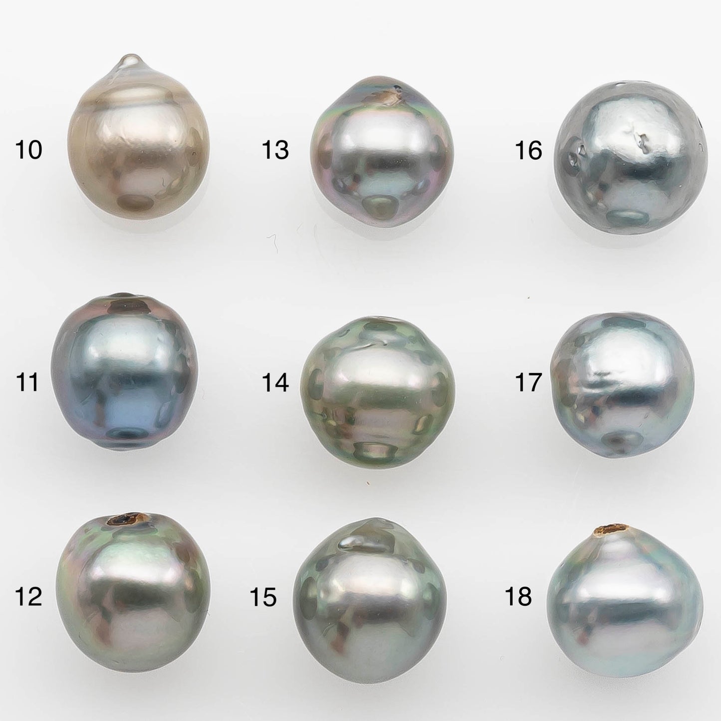 10-11mm Tahitian Pearl with High Luster and Natural Color in Silver Blue with Minor Blemishes, Loose Single Piece Undrilled, SKU # 2363TH