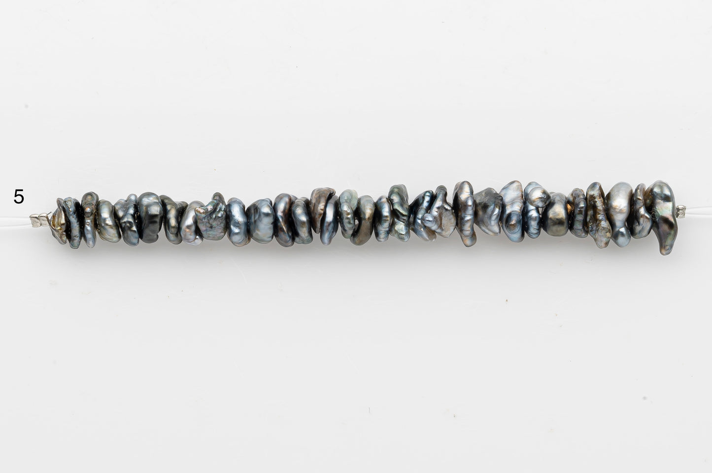 7x10mm Center Drilled Tahitian Keshi Pearl in Short Strand, All Natural Colors with High Luster, for Jewelry Making, SKU # 2968TH