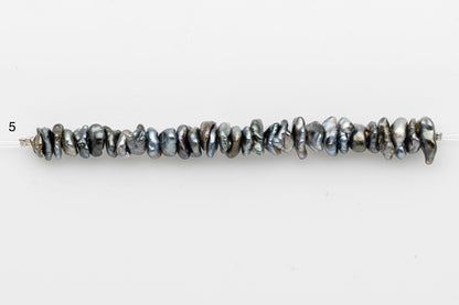 7x10mm Center Drilled Tahitian Keshi Pearl in Short Strand, All Natural Colors with High Luster, for Jewelry Making, SKU # 2968TH