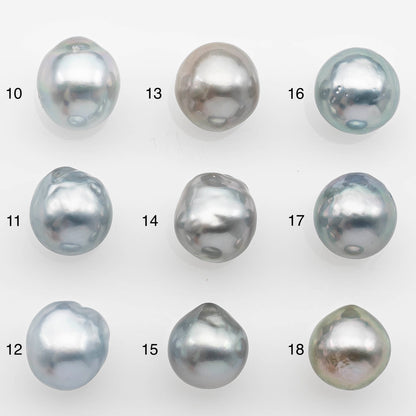 10-11mm Tahitian Pearl with High Luster and Natural Color in Silver Blue, Loose Single Piece Undrilled, SKU # 2364TH