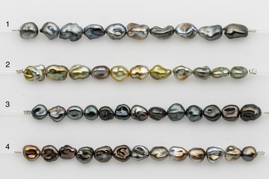 7x10mm Tahitian Keshi Pearl in Short Strand, All Natural Colors with High Luster, for Jewelry Making, SKU # 2969TH