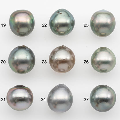 11-12mm Tahitian Pearl  with High Luster and Natural Color in Silver Blue, Loose Single Piece Undrilled, SKU # 2366TH