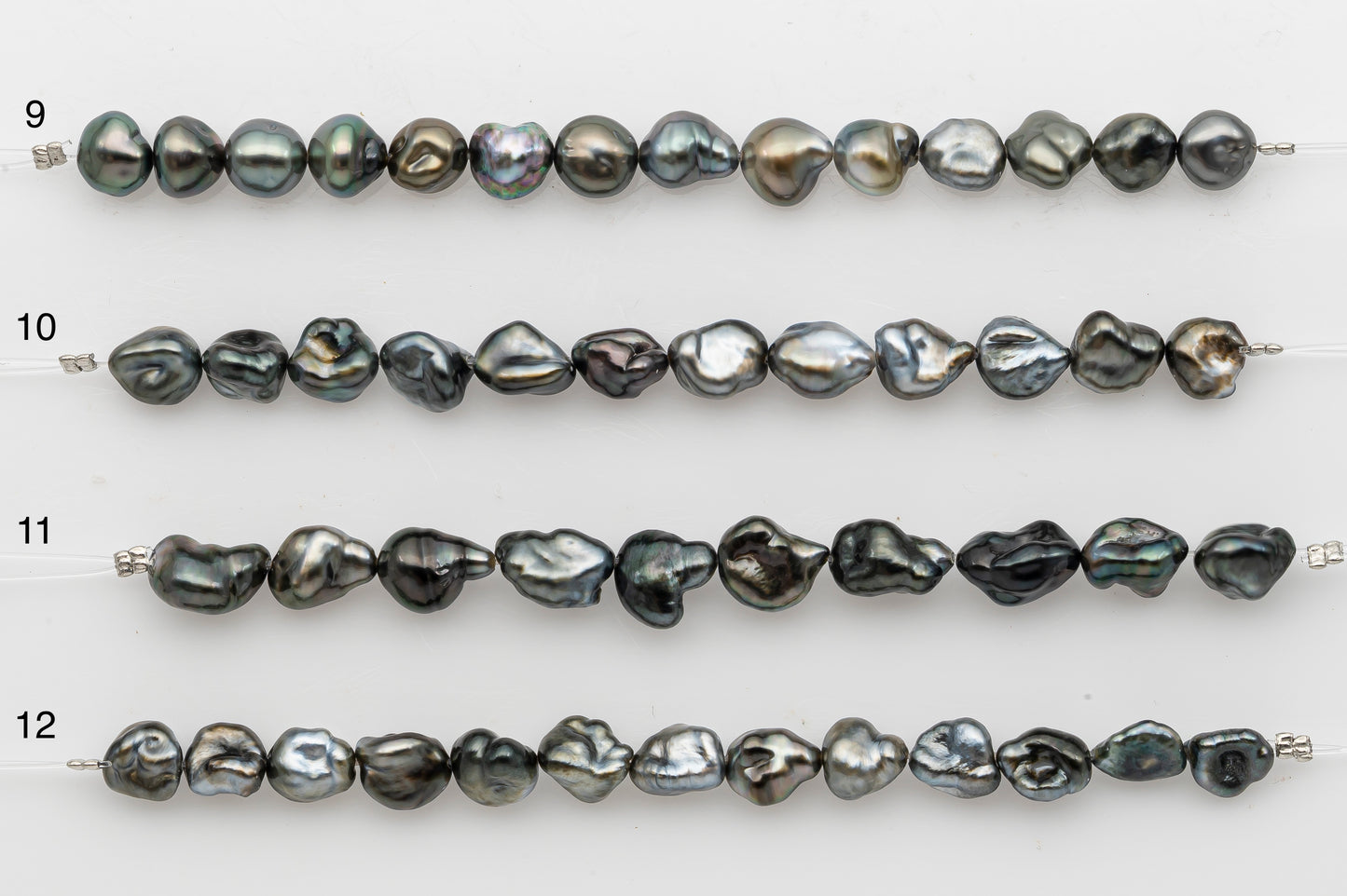 7x10mm Tahitian Keshi Pearl in Short Strand, All Natural Colors with High Luster, for Jewelry Making, SKU # 2969TH