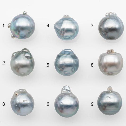 12-13mm Tahitian Pearl with High Luster and Natural Color in Silver Blue with Minor Blemishes, Loose Single Piece Undrilled, SKU # 2372TH