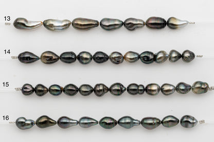 7x10mm Tahitian Keshi Pearl in Short Strand, All Natural Colors with High Luster, for Jewelry Making, SKU # 2969TH