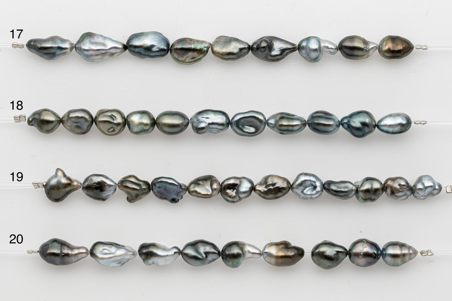 7x10mm Tahitian Keshi Pearl in Short Strand, All Natural Colors with High Luster, for Jewelry Making, SKU # 2969TH