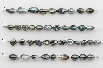 7x10mm Tahitian Keshi Pearl in Short Strand, All Natural Colors with High Luster, for Jewelry Making, SKU # 2969TH