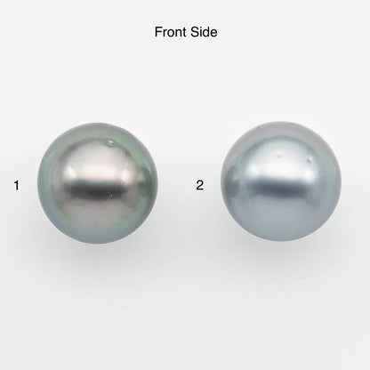 14-15mm Tahitian Pearl Round with High Luster and Natural Color in Silver Blue, Loose Single Piece Undrilled, SKU # 2375TH