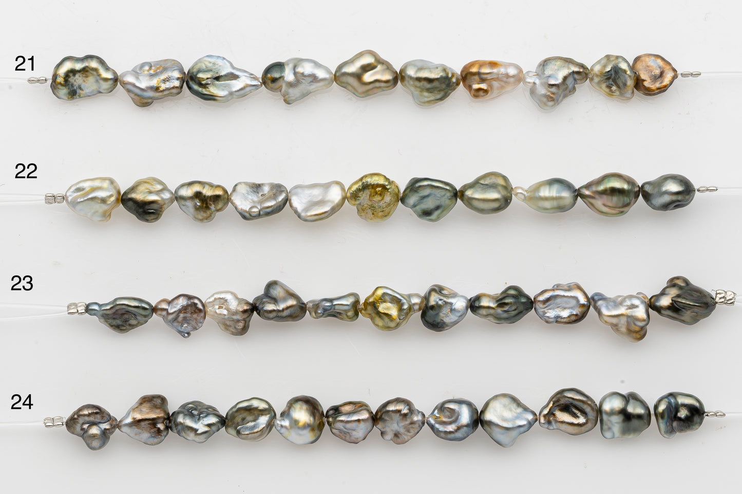 7x10mm Tahitian Keshi Pearl in Short Strand, All Natural Colors with High Luster, for Jewelry Making, SKU # 2969TH