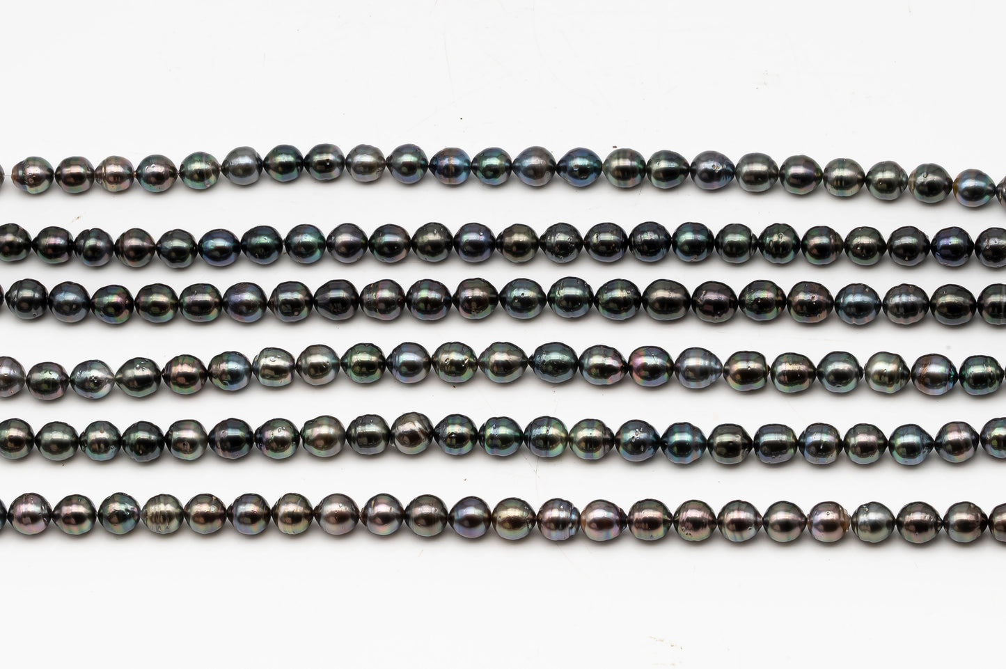 9-10mm Tahitian Pearl in Full Strand, Natural Colors with High Luster, Temporarily Strung Black Pearls for Jewelry Making, SKU # 3133TH