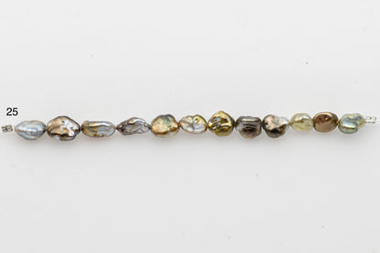 7x10mm Tahitian Keshi Pearl in Short Strand, All Natural Colors with High Luster, for Jewelry Making, SKU # 2969TH