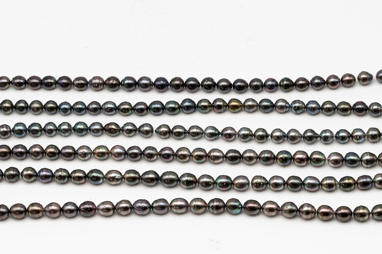 9-10mm Tahitian Pearl in Full Strand, Natural Colors with High Luster, Temporarily Strung Black Pearls for Jewelry Making, SKU # 3134TH