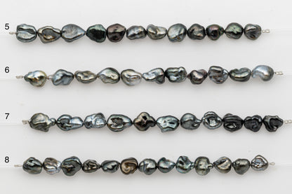 7x10mm Tahitian Keshi Pearl in Short Strand, All Natural Colors with High Luster, for Jewelry Making, SKU # 2970TH