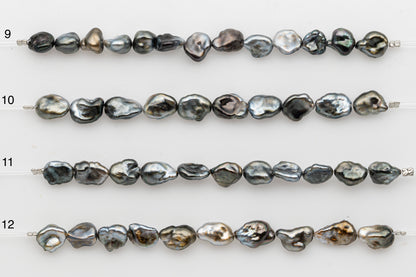 7x10mm Tahitian Keshi Pearl in Short Strand, All Natural Colors with High Luster, for Jewelry Making, SKU # 2970TH