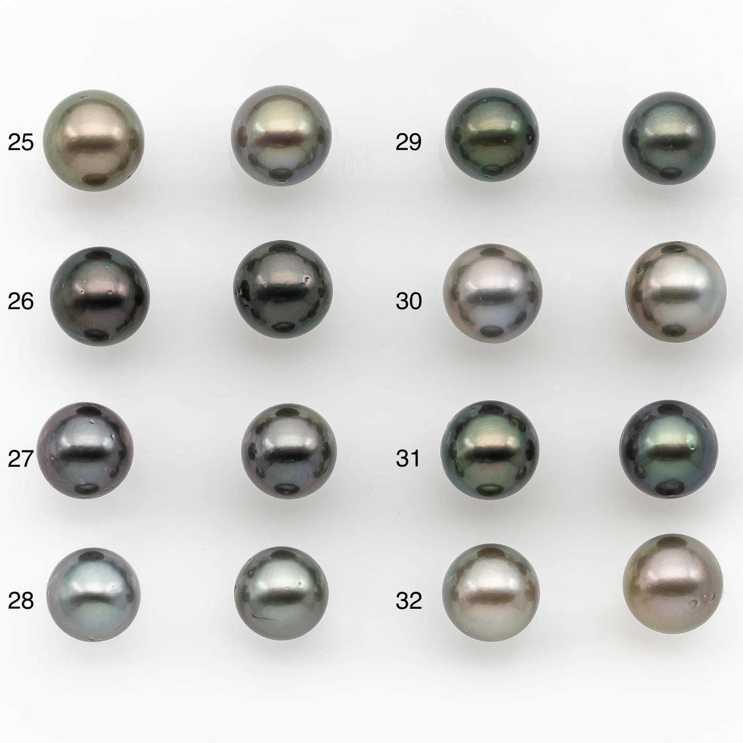 10-11mm Matching Pair Tahitian Pearl Round in High Luster with Blemish, Undrilled for Making Earring or Pendant, SKU # 2380TH