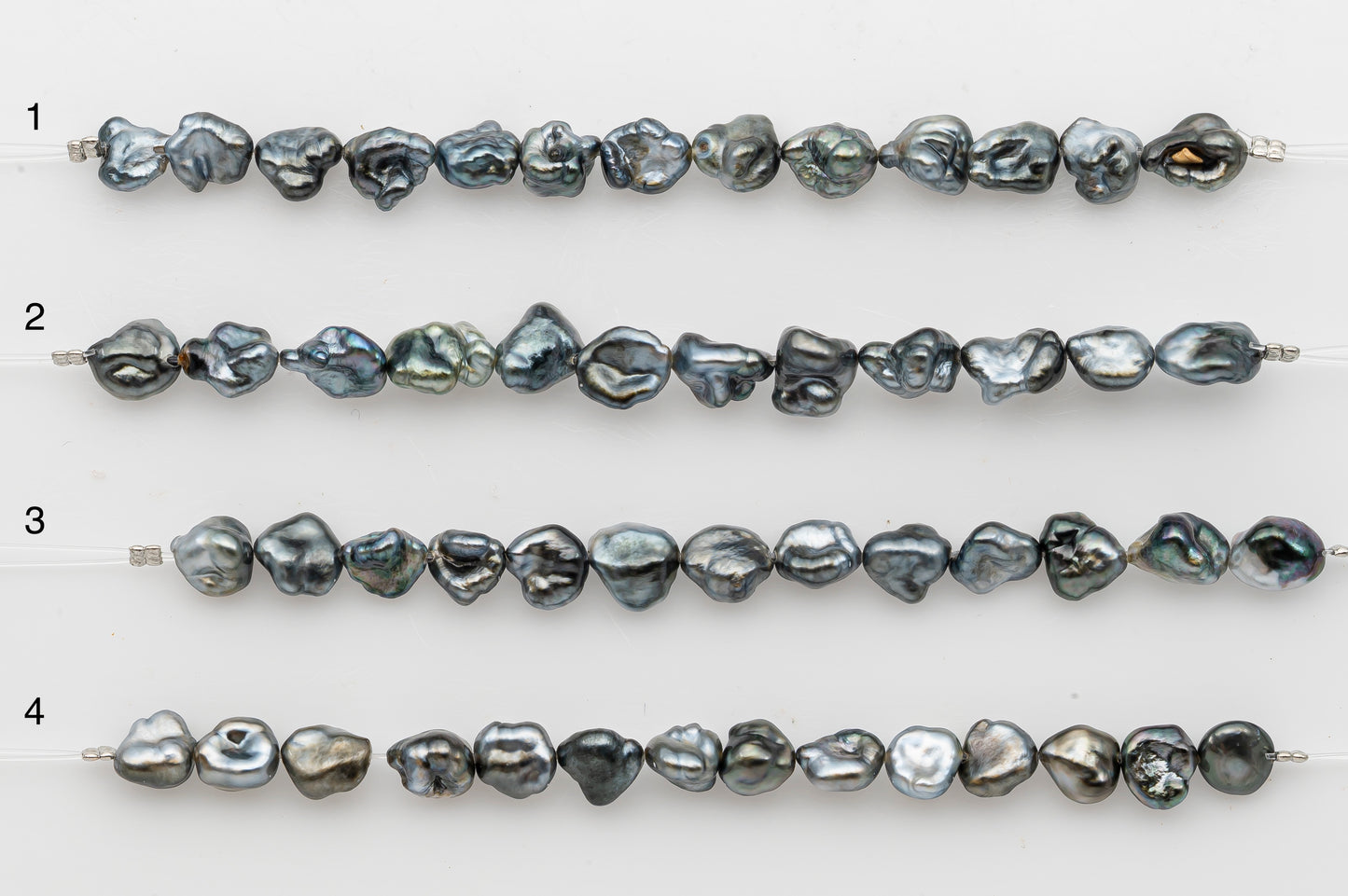 7x10mm Tahitian Keshi Pearl in Short Strand, All Natural Colors with High Luster, for Jewelry Making, SKU # 2970TH